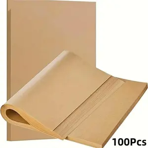 100 Pcs Parchment Paper Baking Sheets, Non-Stick Precut Baking Parchment, Unbleached, for Baking, Grilling, Air Fryer, Steaming, Bread, Cupcake, Cookie