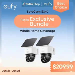 【Exclusive Bundle】eufy Security SoloCam S340, Solar Security Cameras Wireless Outdoor