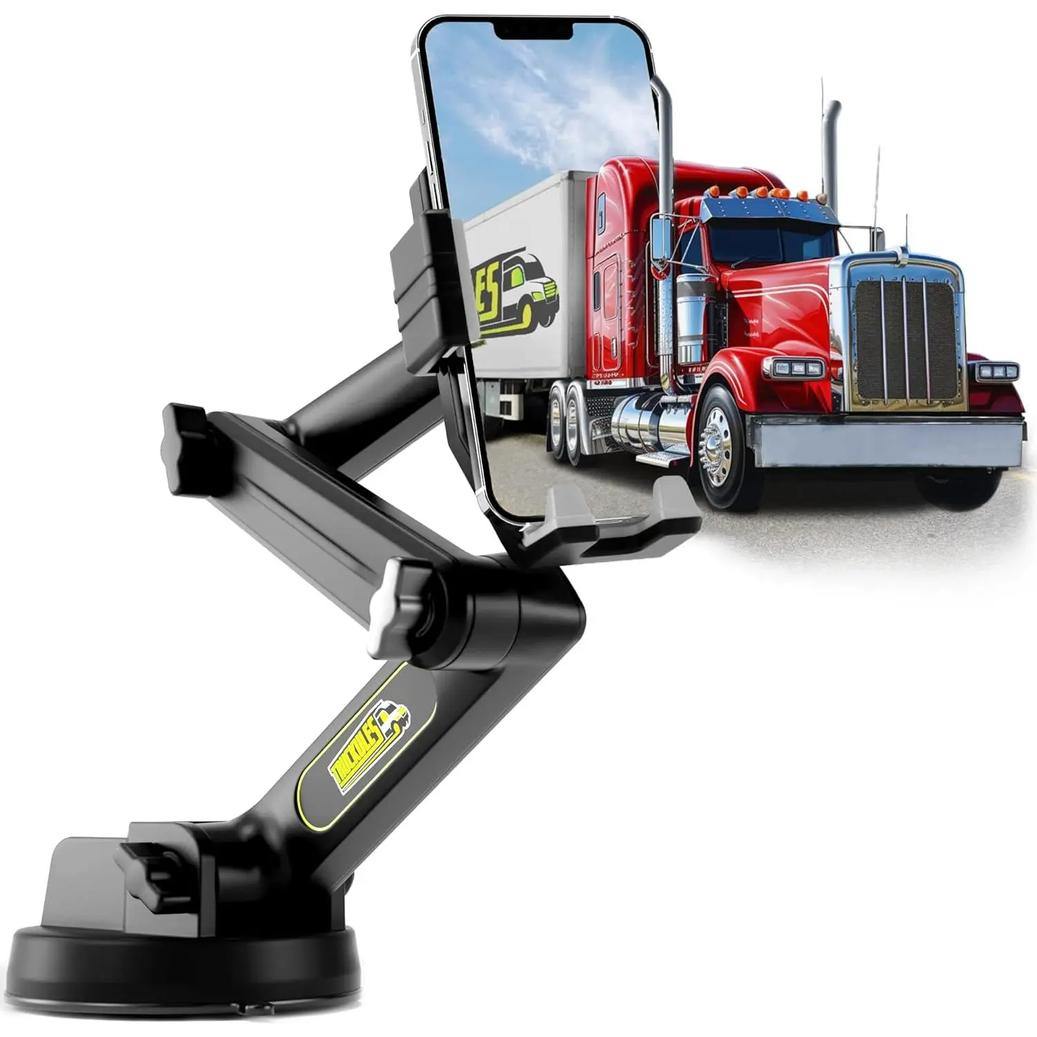 Phone Mount for  Phone Holder for  - Heavy Duty Super Suction Cup, Mobile Device Holder for Dashboard Window 16.9 inch Long Arm & ,  &  Compatible, Big Rig Trucker, Gray