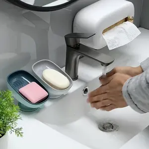 Oval Soap Dish with Drain, Removable Soap Tray, Soap Bar Holder, Soap Bar Storage Rack, Bathroom Supplies, Home Supplies