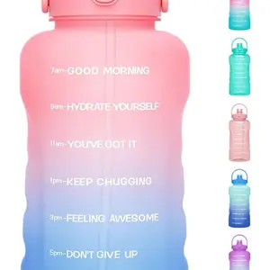 1 Gallon Water Bottles with Straw, 128 oz / 3.8L Water Bottle BPA Free Innovative 2-IN-1 Lid Gym Bottle with Times to Drink Motivational, Large for Sp Drinkware Portable Bottled