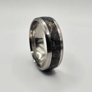 September's birthstone Blue Sapphire Stainless Steel sizes 4.5-12 8mm,6mm and 2mm width Rock Natural Crystal Ring energy healing Crystal Rings