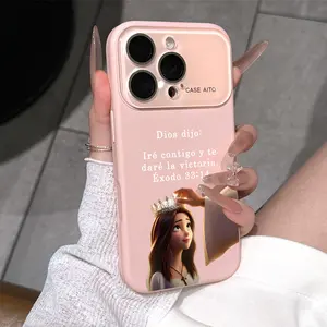 Religious Christian Bible Verse Dopamine Ins Style Solid Color Phone Case with Ultra Skin friendly Touch, All Inclusive Lens Phone Case Suitable for iPhone 17 16 15 14 13 12 Pro Max Air Faith Art Design