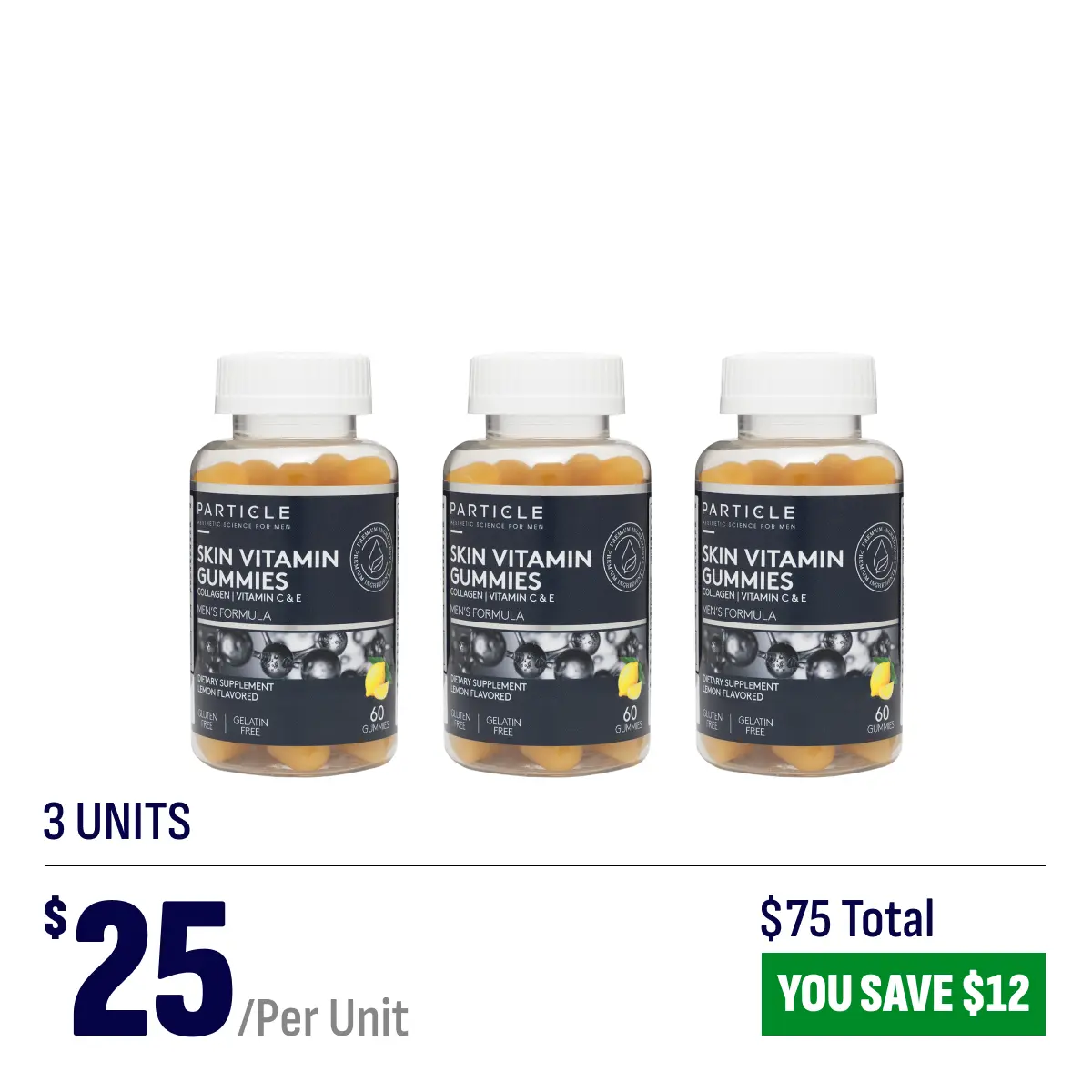 3 bottles of the top-selling men's skin supplement