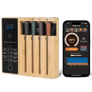 4-Probe   Meat Thermometer:  for BBQ, Oven, Grill. iOS & Android Apps,  Watch & Alexa Ready. Dishwasher Safe.