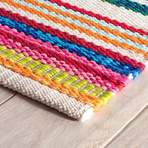 Bright Stripe Handwoven Indoor/Outdoor Rug 2x3
