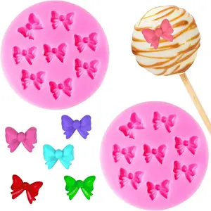 Bow Fondant Molds, 2 Pack Mini Bows Silicone Fondant Molds Candy Chocolate Mould for DIY Cake Decoration