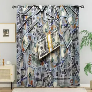 Dollar-Themed Curtains: Featuring a striking hundred-dollar bill print Drapes , these curtains infuse your bedroom or living room decor with an air of luxury and affluence. They offer excellent light-blocking, thermal insulation, and privacy protection.