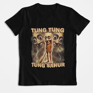 Tung Tung Tung Sahur Ultra Funny Italian Meme Shirt Cotton Trending Tee Viral Brainrot Humor T-shirt Graphic Tees Unisex Tshirt Animal Top Breathable, Adult funny T-shirt, Gift for Woman and Man