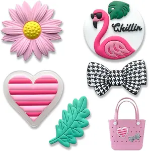 5Pcs Summer Beach Bag Charms Set – Cute Mom Life, Nurse, Coffee Lover Rubber Charms for Tote Bags, Bogg Style Bags Accessories