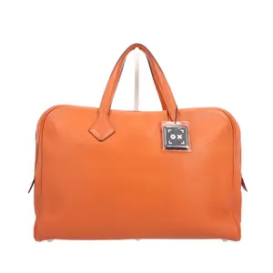 Pre-owned HERMÈS Taurillon Clemence Calfskin Top Handle Bag Victoria Orange 34501629
