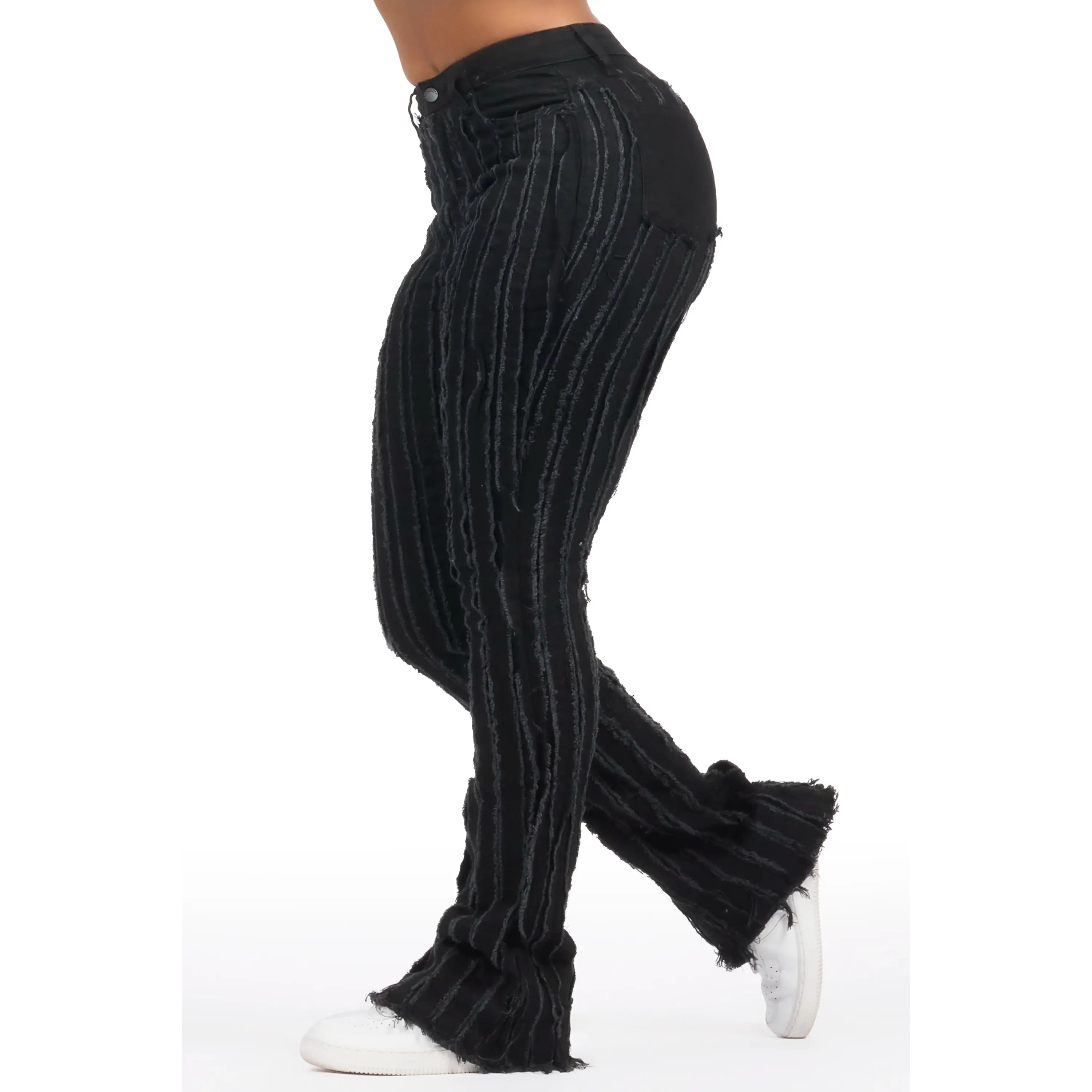 Natalia Black Stacked Flare Jean
