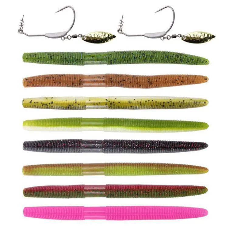 High quality worm soft lures & high carbon steel fishing hooks crank hook