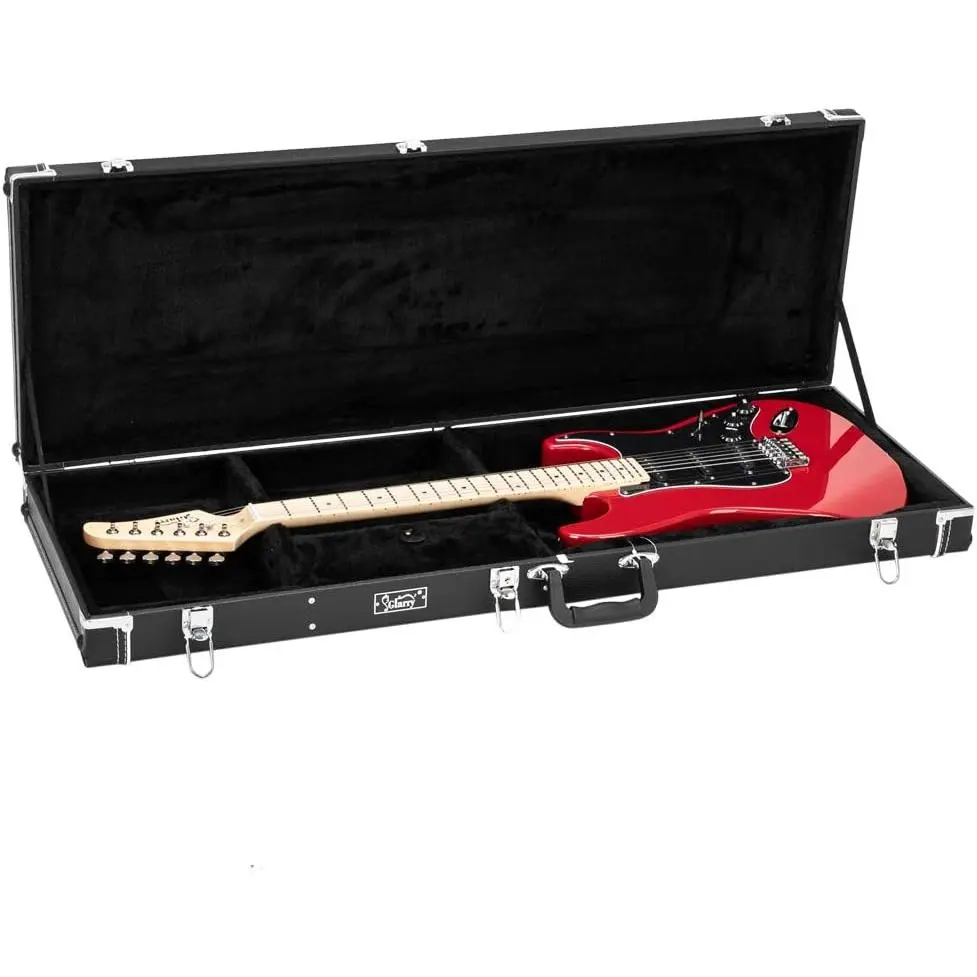 Glarry ST Deluxe Durable Leather Electric Guitar Hardshell Case - Rectangle Design, Microgroove Flat Surface, Extra Neck & Bridge Padding, St/TL Fit for 170 Style Guitars, Bottom & Side Bumpers, Guitar Bag, Bumpers On Bottom And Sides