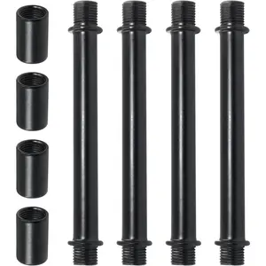 4 Pcs M10 3.94 Inch Black Lamp Extension Rod with Connector, Pendant Extension Rods Replacement for Light Fixtures