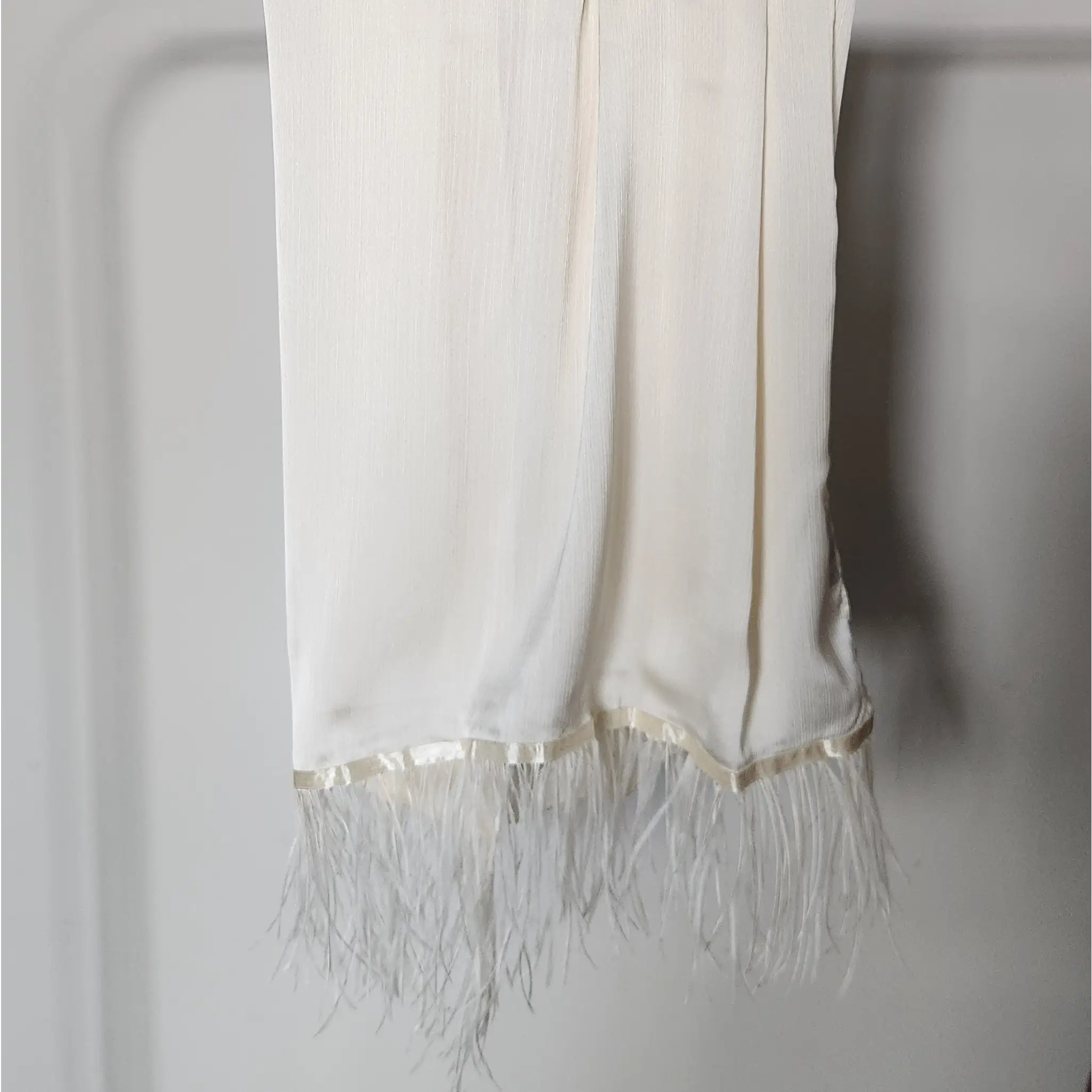 Feather Embellished Hijab - Ivory