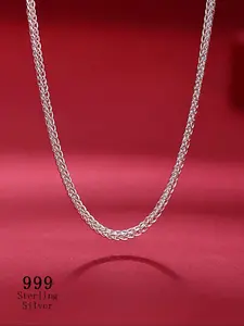 999 Sterling Silver Simple Cuban Link Chain Necklace for Women & Men, Fashion Jewelry for Party, Daily Clothing Decor, Trendy All-match & Exquisite Jewelry for Birthday Gift