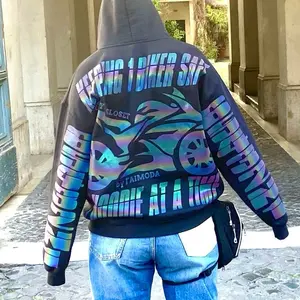 Celty’s Closet official motorcycle hoodie company Retro Reflective Hoodie - Loose Fit Nighttime Riding Essential Pullover for Enhanced Visibility and Safety