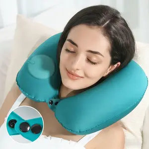 2pcs Inflatable Travel Pillow, Adjustable U-Shaped Neck Pillow with Eye Mask & Earplugs, Portable Lumbar Support for Airplanes & Travel