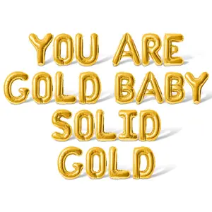 Letter Balloons - YOU ARE GOLD BABY SOLID GOLD 16" Inch Alphabet Letters Foil Mylar Balloon Birthday Party Banner