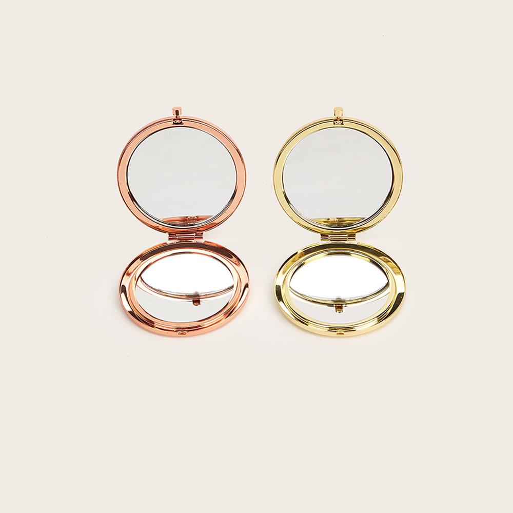 Round Double Side Metal Pocket Mirror Travel Friendly