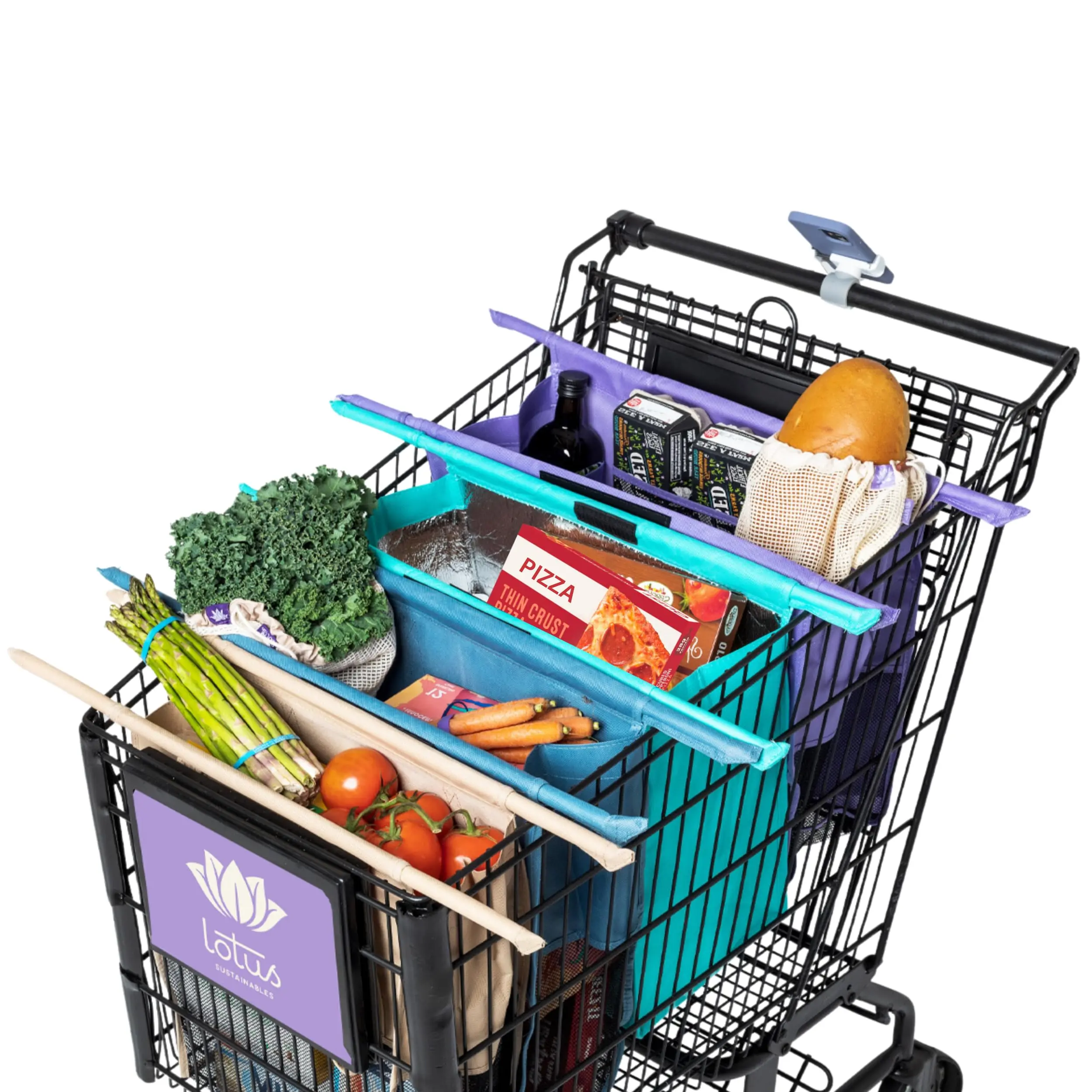 Reusable Shopping Bags (Set of 4), Grocery Bags with Insulated Cooler & Egg/Wine Holder, Foldable, Washable Grocery Cart Bags, Multi-use Tote Bags