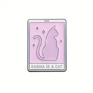 Karma is a Cat tarot card enamel pin