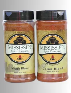 Mississippi Spice Company Veggie & Cajun Bundle Spice Flavor 10 oz Each for Grilled Roasted Sautéed Vegetables and More