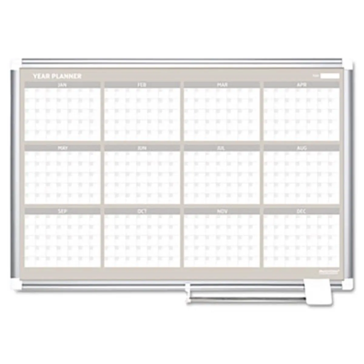 212 MAIN Dry Erase Calendar, MasterVision 12-Month Planner, 48x36 in, Aluminum Frame, Bi-Silque Visual Communication Product