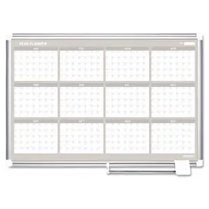 Bi-Silque Visual Communication Products  MasterVision 12 Month Planner- 48x36- Aluminum Frame