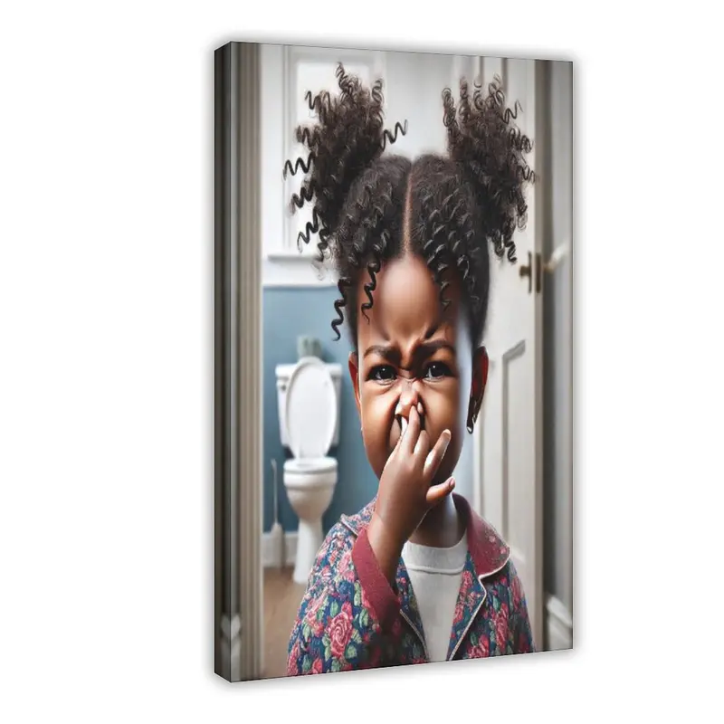 Black Girl Bathroom Poster, Funny African American Bathroom Wall Decor, Kids Bathroom  Prints, African American  Decor Print unique photo car accessory restaurant Modern anime green minimalist art unframed poster decor woman canvas wall art kitchen sign