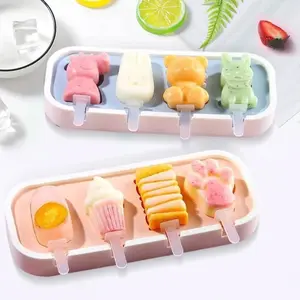 Mini Popsicle Molds for   Cute Shapes Silicone Popsicle Molds BPA Free Reusable Ice Cream Mold Popsicle Maker Homemade DIY Set (2Pcs Paws&Animals)