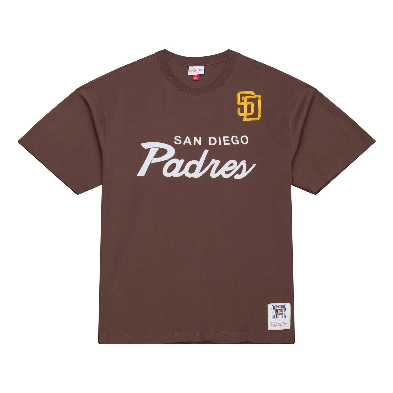 San Diego Padres Brown Head Coach T-Shirt MLB Throwback Tee Graphic Vintage Fan Gear Mitchell & Ness