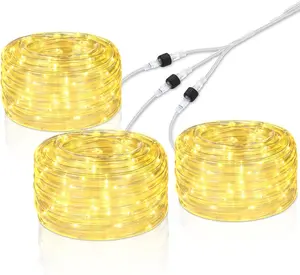 120ft 360 LED Heavy Duty Rope Lights, Indoor Rope Lights Plug in Outdoor Tube Lights for Garden, Patio, Party, Christmas, Clear (Warm White)