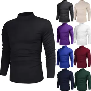 Men's Casual Mock Neck Tops Long Sleeve Slim Fit Turtleneck Pullover Sweaters