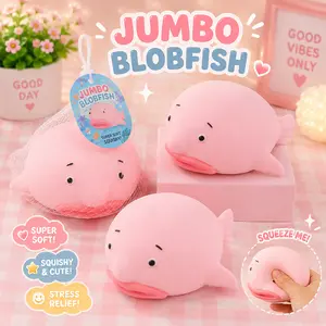 2026 Jumbo Blobfish Squishy Toy, Soft TPR Slow Rising Squeeze Fidget Toy, Stress Relief Sensory Novelty Gift, Cute Pink Fish Desk Toy, 1 Pack