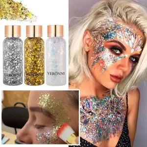 Veronni Glitter Eye Shadow Set, Silver Gold Aurora, Long-Lasting, Party Makeup Essential, Multi-Pack Liquid Formula