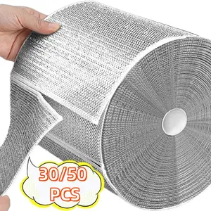 Reusable Silver Color Dish Cloth, Soft Breathable Microfiber, Eco-Friendly Non-Scratch Cleaning Net, Ideal for Kitchen Bathroom Dining, Oil Stain Removal