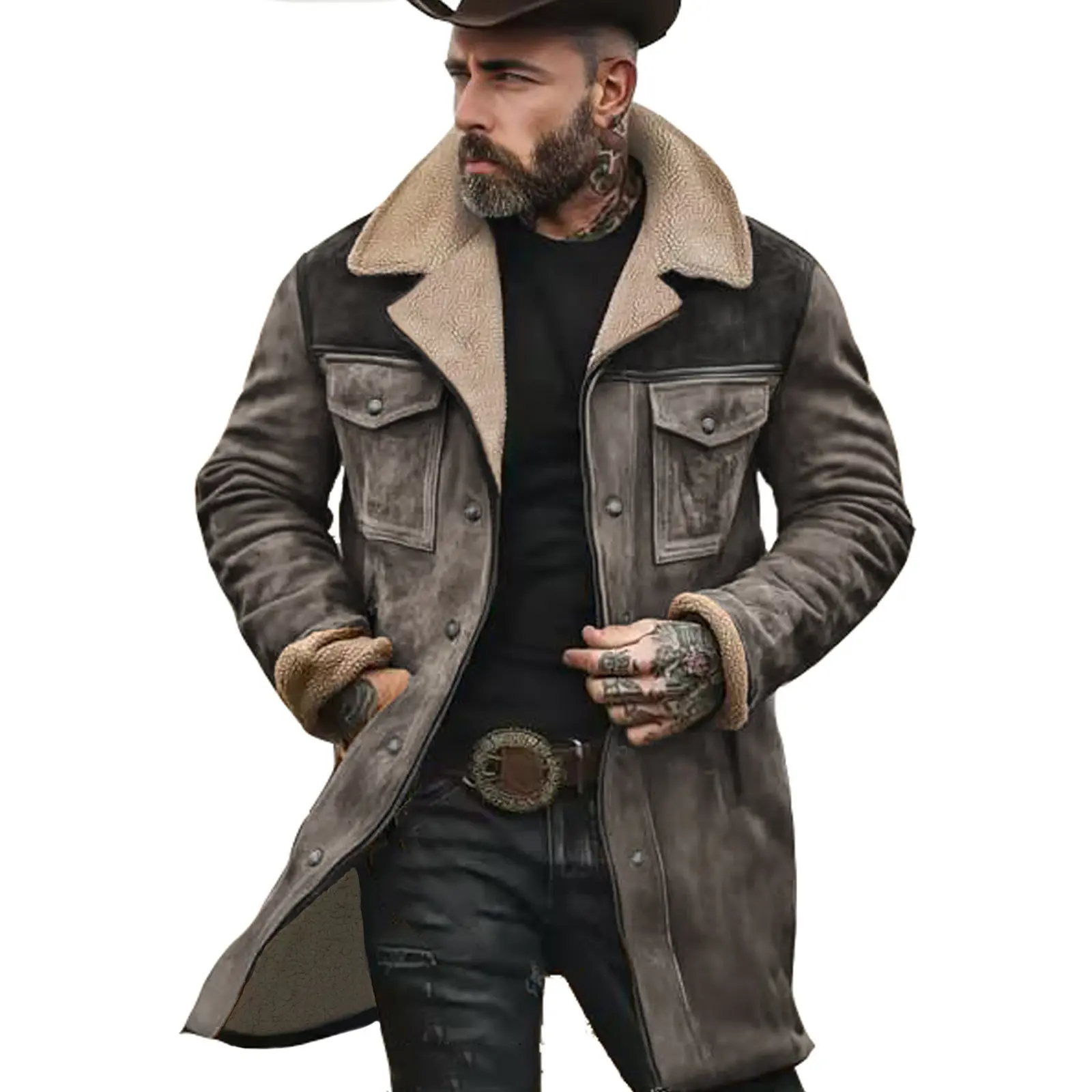 Men's Suede Jacket - Autumn & Winter Menswear, Multi-Pocket, Zipper Closure, Straight Hem, Versatile Fabric, Easy Matching Tops