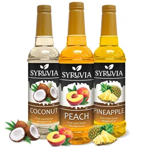Syruvia Variety Pack - Coconut, Peach & Pineapple Syrup 25.4 Fl oz (3-Pack)