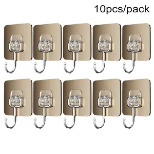 10 pieces of wall mounted hooks with strong adhesive and no need for drilling holesThey can be used to stick kitchen items on the wall without leaving any marks The hooks are made of durable materials Organiser Organizing