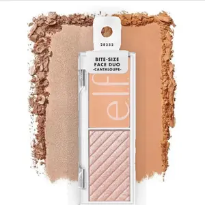 e.l.f. Cosmetics Bite-Size Face Duo, Highlighter, Bronzer & Blush Palette, Highly Pigmented, Cantaloupe, 0.049 Oz (1.4g) Makeup Matte