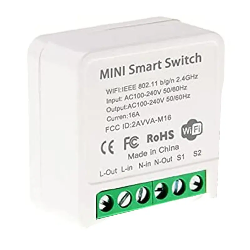 Compact Design Mini Smart WiFi Relay Switch for Motorcycle Handlebars - Voice Control, Group Control, DIY Timer, Wireless Module Compatible with Tuya Smart Life App, Plastic, Wireless Control