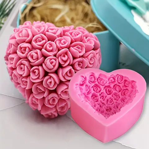 Romantic Silicone Heart Shaped Mold for Soap and Candle Making, Heart Design Clay Mould Perfect Valentine Gift, DIY Craft Supplies Silicone Molds