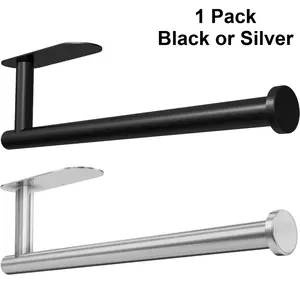 Paper Towel Holder Under Cabinet Wall Mount for Kitchen Towel, Self-Adhesive Bar, Rack, Stainless Steel 13 inch