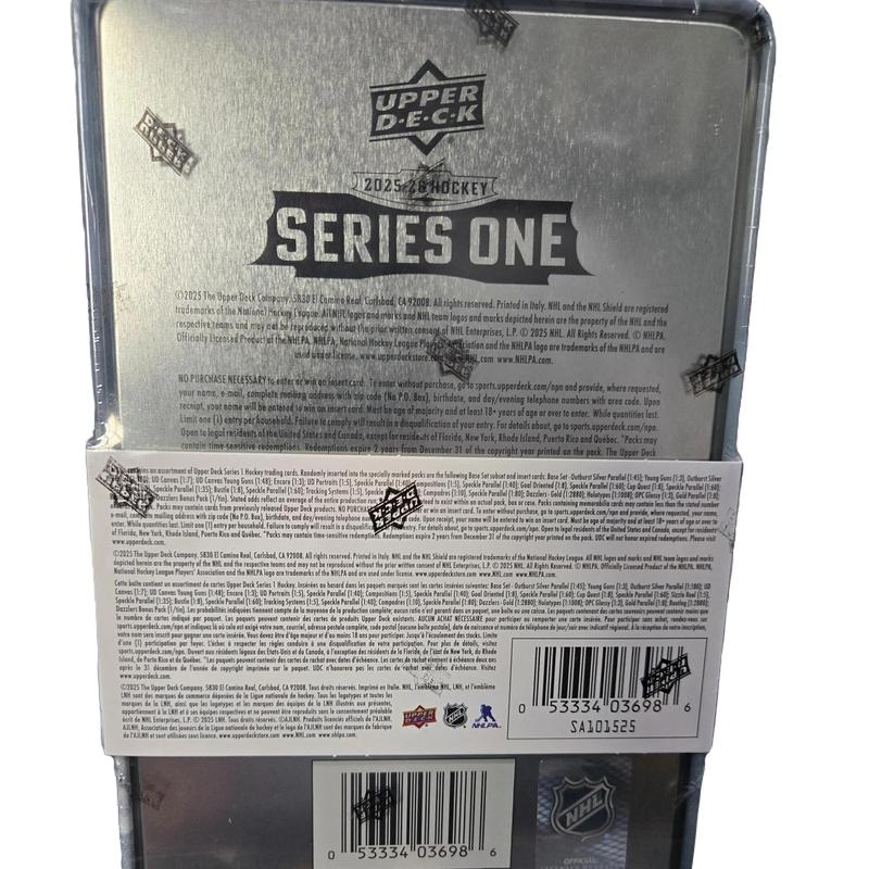 UPPER DECK 2025-26 NHL HOCKEY Series ONE Collectors Tin with Bonus Pack - Perfect for Fans and Collectors - Includes Latest NHL HOCKEY Series ONE Cards