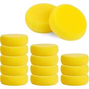 Round Painting Sponge, 12 Pcs Pottery Sponges, 3inch Yellow Artist Sponges Craft Clay Sponge Watercolor Sponges for Face Painting Pottery Ceramics Art Crafts, Suitable for People Aged 18 and Above