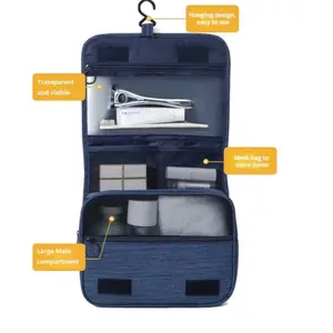 Portable Waterproof Toiletry Washbag with Hanging Hook, Large-Capacity Cosmetic Storage Bag for Travel, Women's Bathroom & Men's Makeup Case