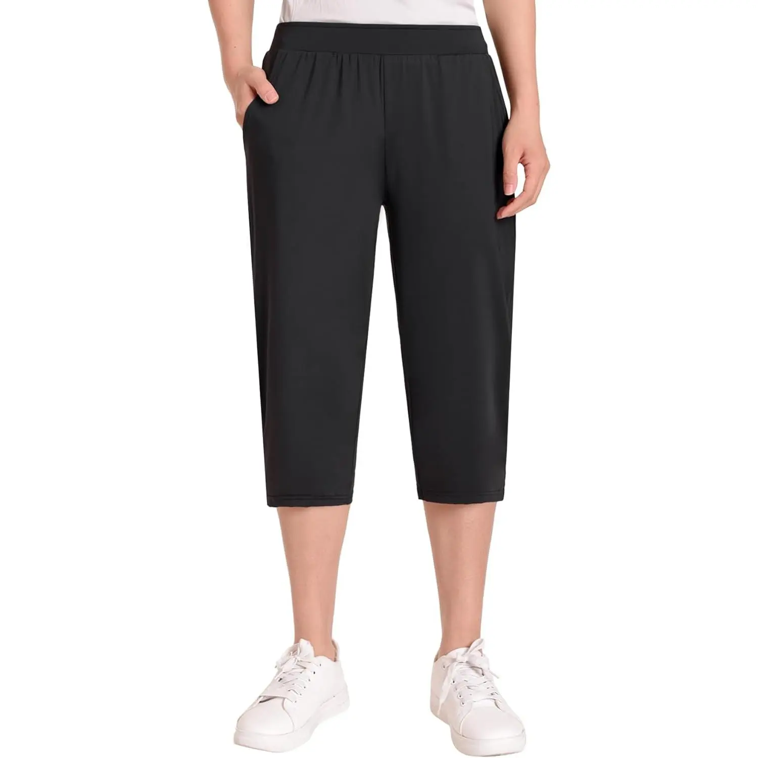 Weintee Women's Petite Capris Stretch Travel Pants Quick Dry