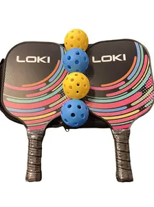 LOKI Pickleball Set of 2 with 4 Balls and Bag